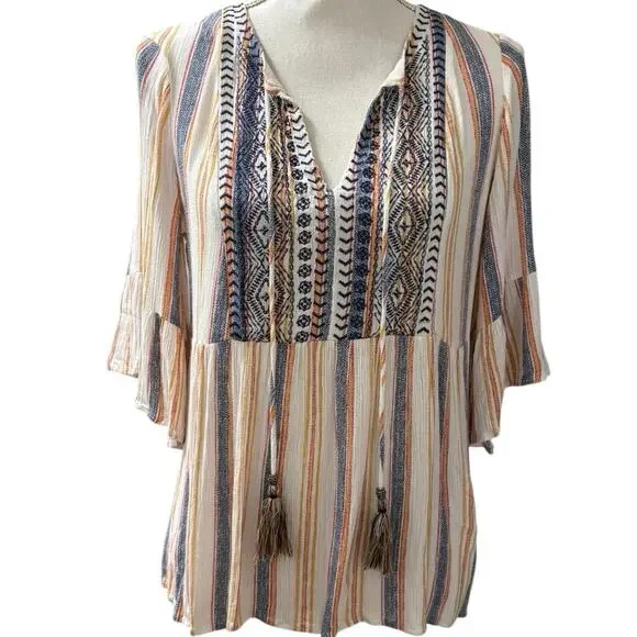 Artesia Boho Striped Top Small - Picture 1 of 3